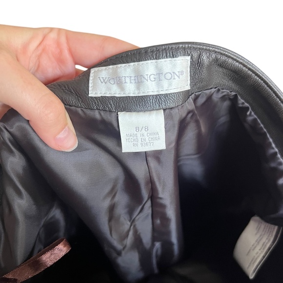 Dark Brown Genuine Leather Pants Size 8 - Picture 3 of 5